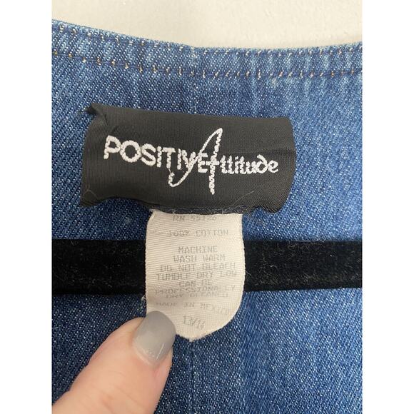 Vintage denim Retro Blue Boho jean jumper MIDI 90’s dress side buttons M L 10 12 - Picture 4 of 8